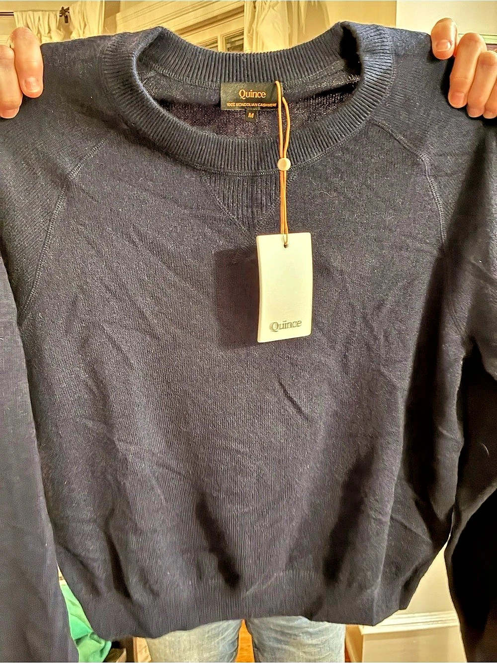 Quince Mongolian Cashmere Crewneck Sweater Blue